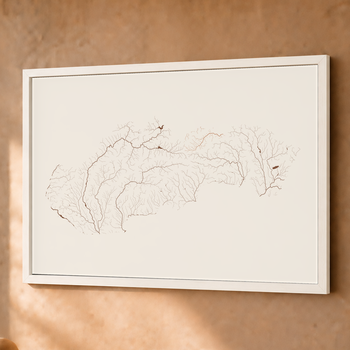 Beautiful Rivers — Eslováquia — Terracota e areia, Fine art emoldurado · 60 × 80 cm, Branco · Sem margem