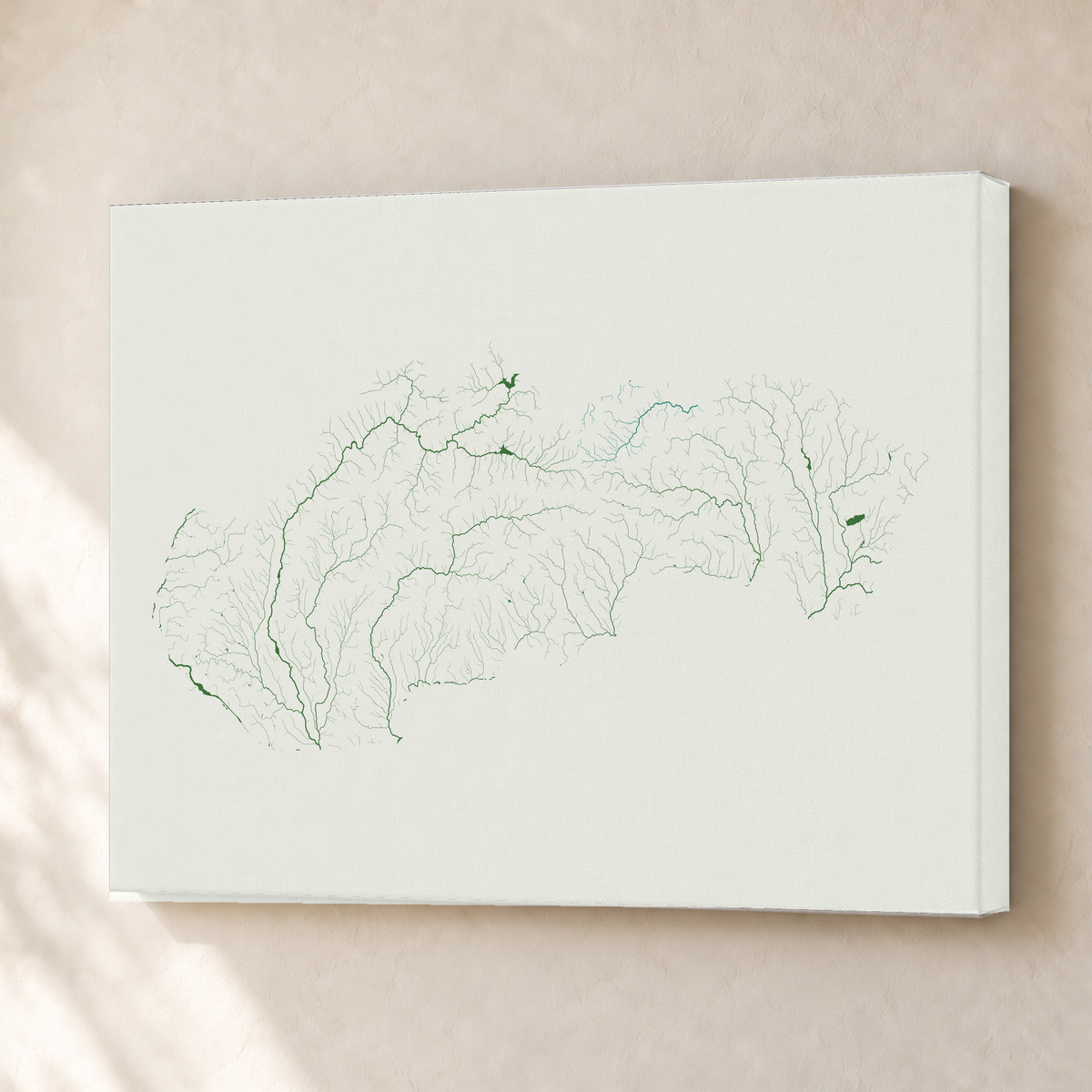 Beautiful Rivers — Eslováquia — Verde jade e porcelana, Canvas · 30 × 40 cm, Sem margem