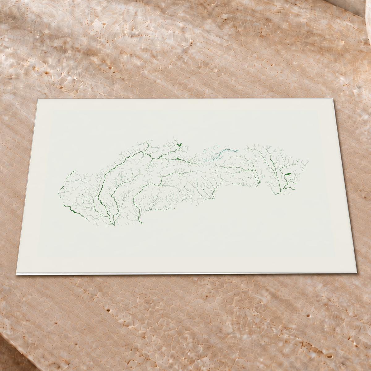 Beautiful Rivers — Eslováquia — Verde jade e porcelana, Impressão fine art · 30 × 40 cm, Margem branca