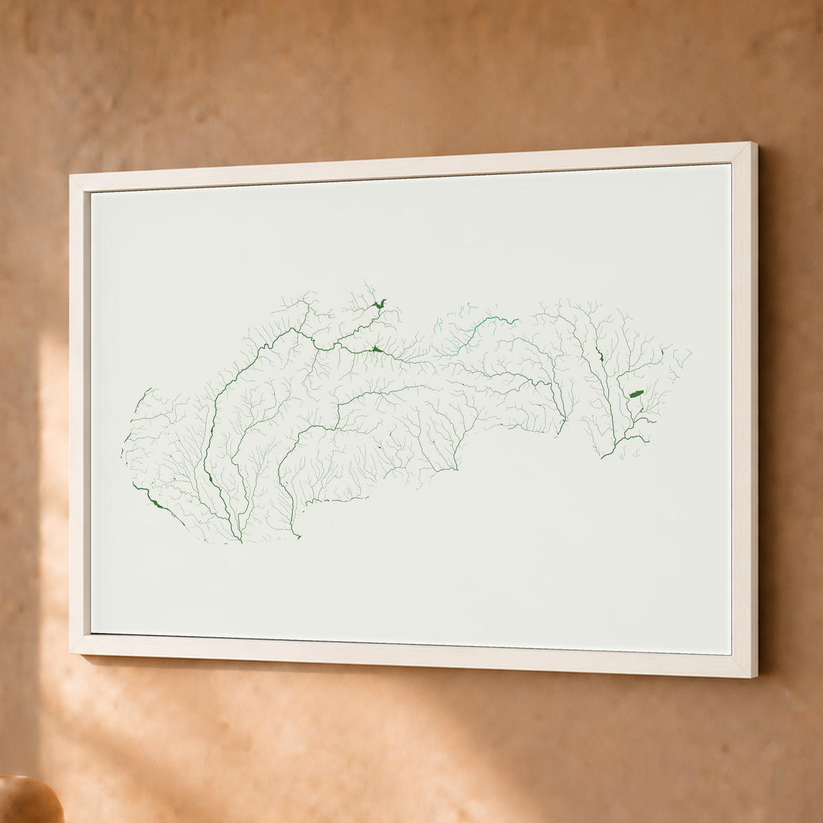 Beautiful Rivers — Eslováquia — Verde jade e porcelana, Fine art emoldurado · 30 × 40 cm, Branco · Sem margem
