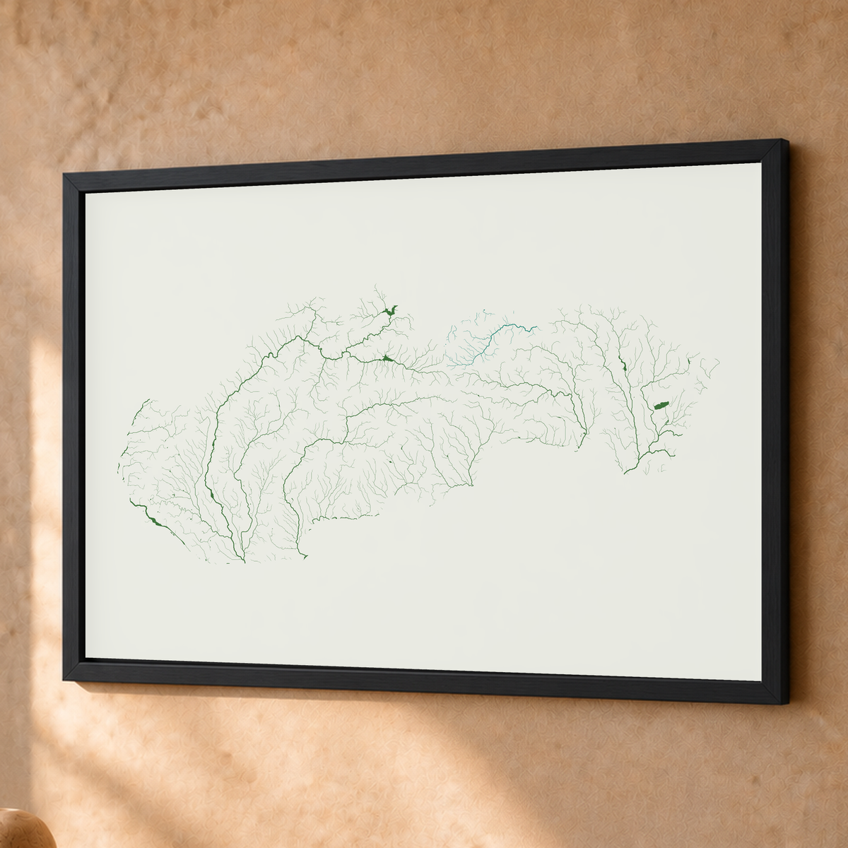 Beautiful Rivers — Eslováquia — Verde jade e porcelana, Fine art emoldurado · 45 × 60 cm, Preto · Sem margem