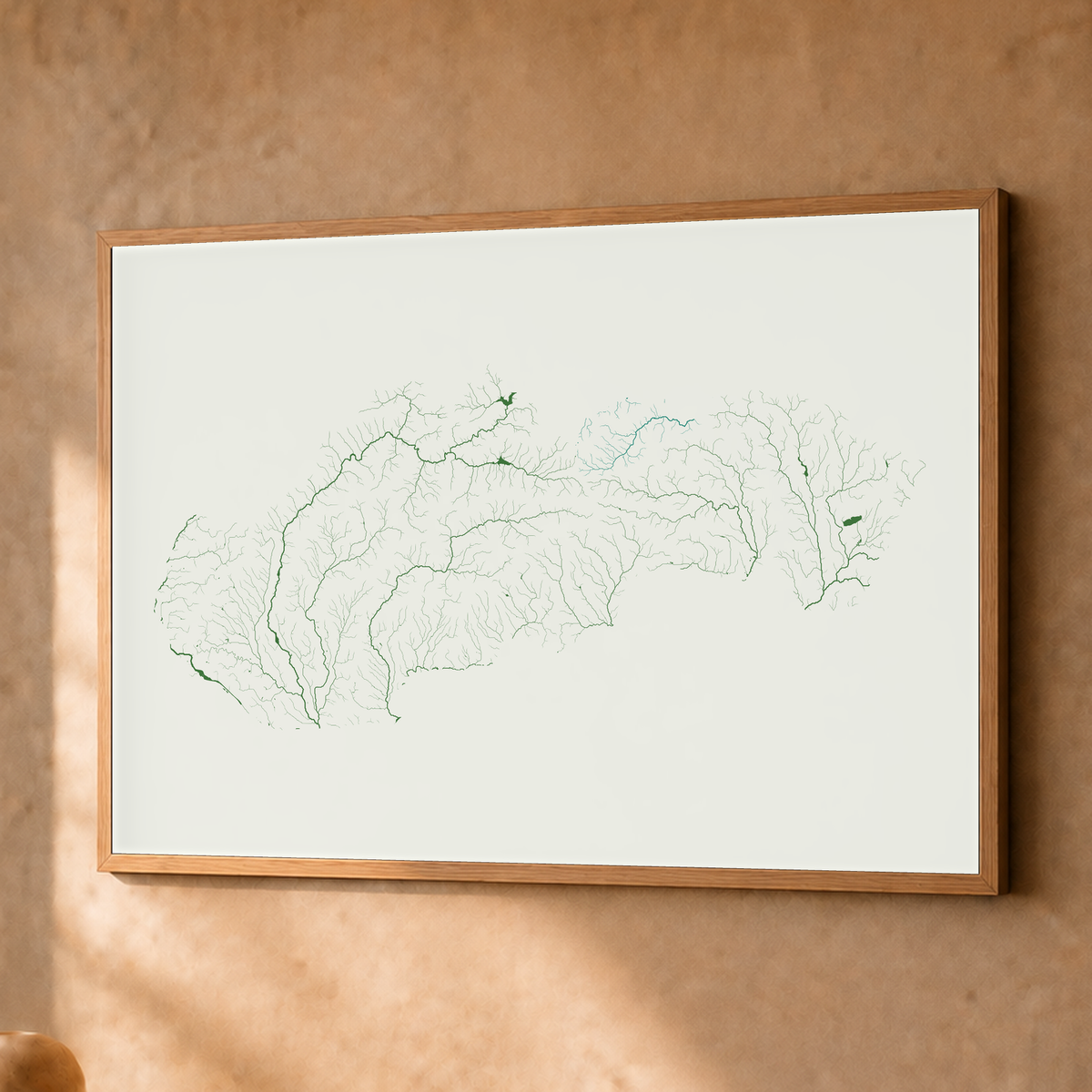 Beautiful Rivers — Eslováquia — Verde jade e porcelana, Fine art emoldurado · 45 × 60 cm, Natural · Sem margem