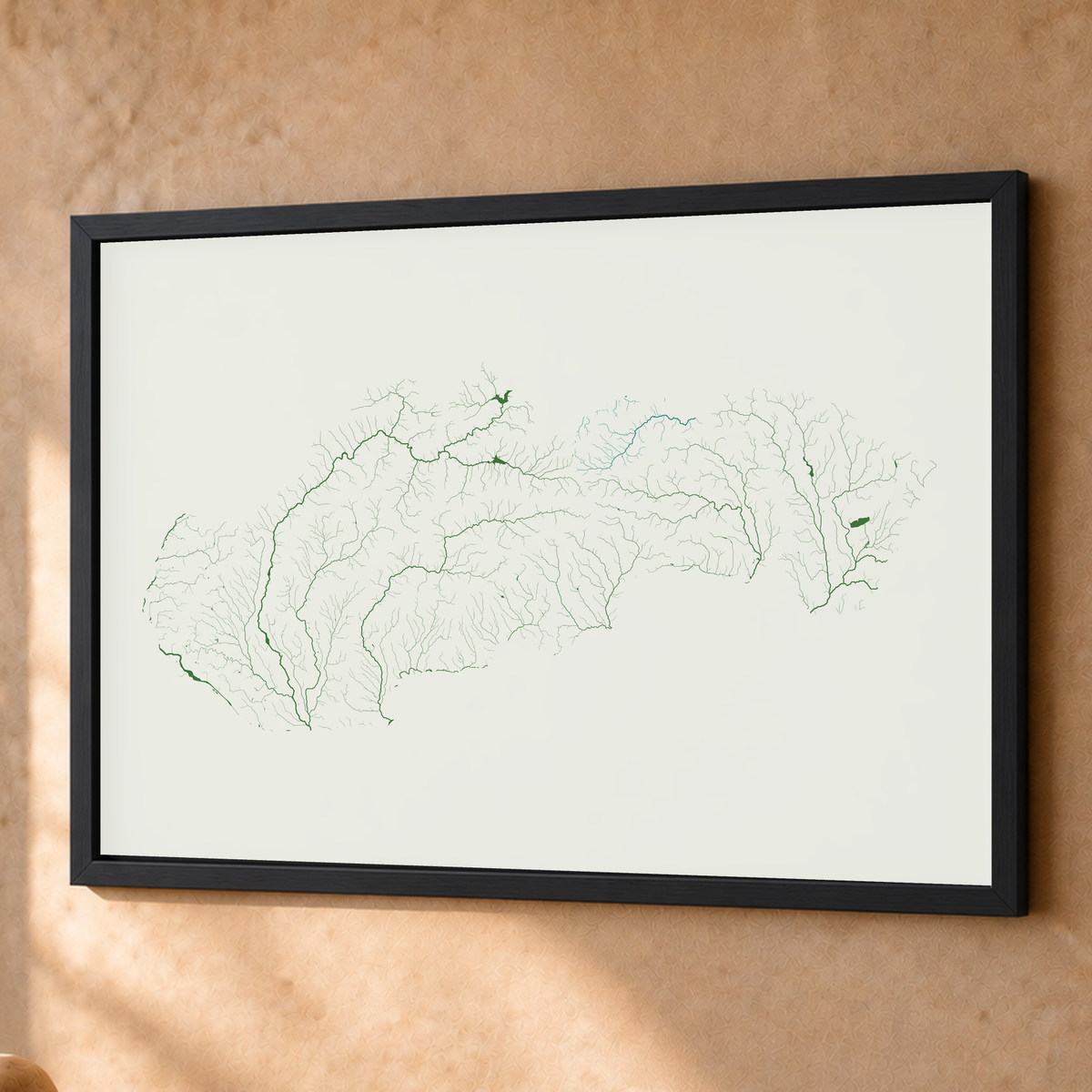 Beautiful Rivers — Eslováquia — Verde jade e porcelana, Fine art emoldurado · 60 × 80 cm, Preto · Sem margem