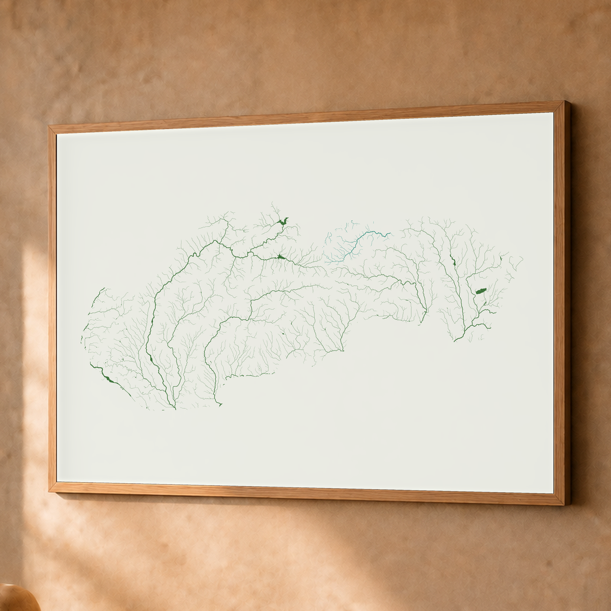 Beautiful Rivers — Eslováquia — Verde jade e porcelana, Fine art emoldurado · 60 × 80 cm, Natural · Sem margem