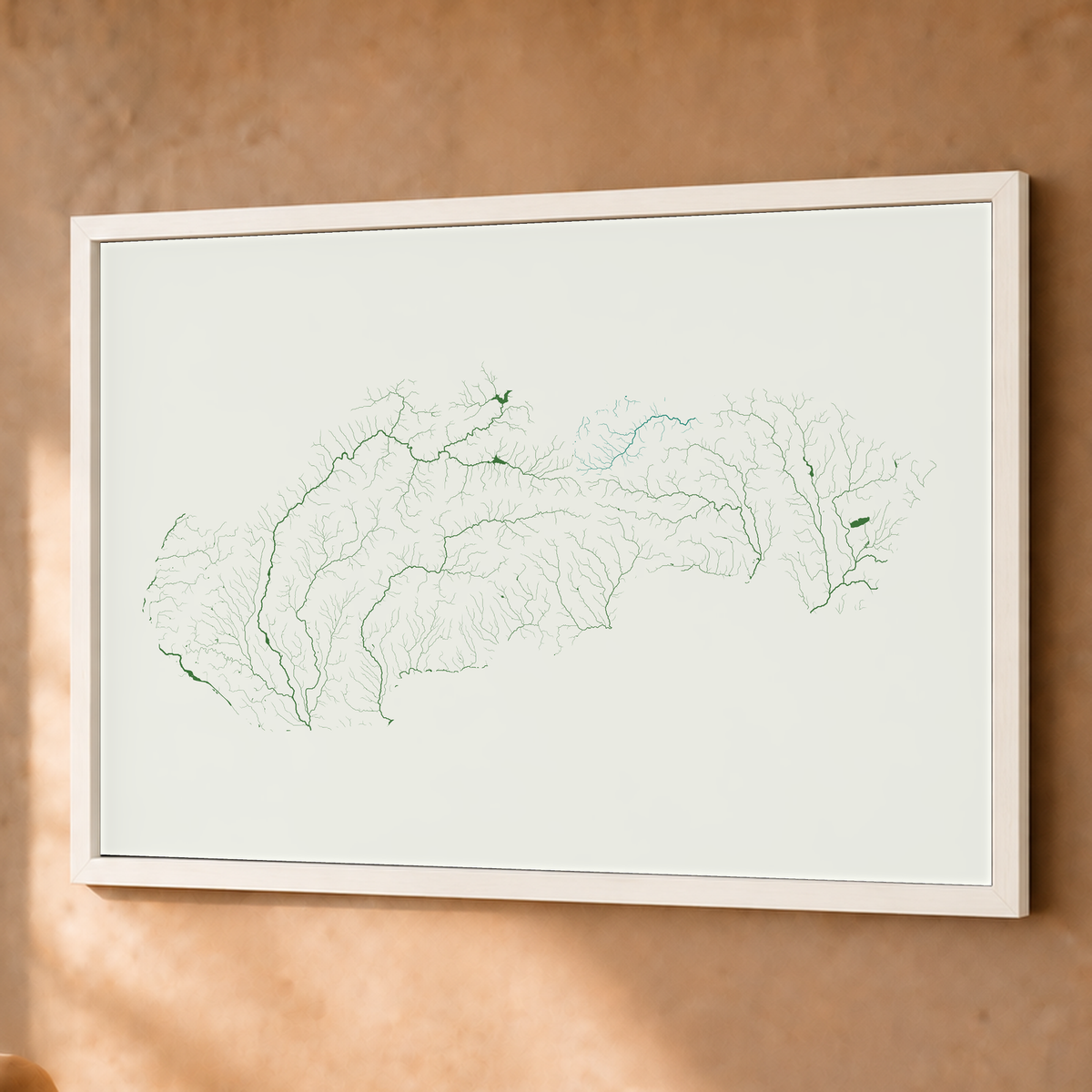 Beautiful Rivers — Eslováquia — Verde jade e porcelana, Fine art emoldurado · 60 × 80 cm, Branco · Sem margem