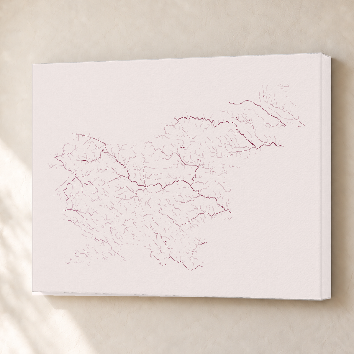 Beautiful Rivers — Eslovénia — Ameixa e rosé, Canvas · 45 × 60 cm, Sem margem