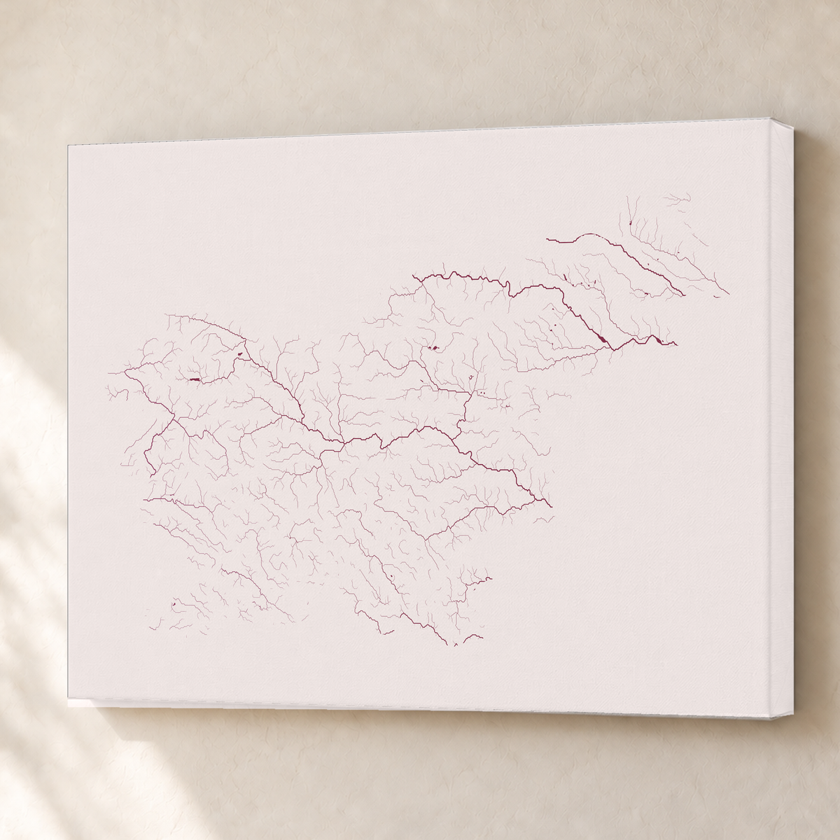 Beautiful Rivers — Eslovénia — Ameixa e rosé, Canvas · 60 × 80 cm, Sem margem
