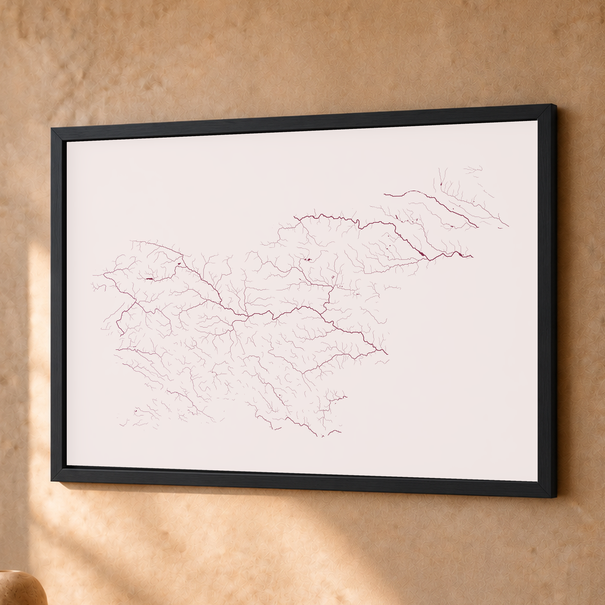 Beautiful Rivers — Eslovénia — Ameixa e rosé, Fine art emoldurado · 30 × 40 cm, Preto · Sem margem