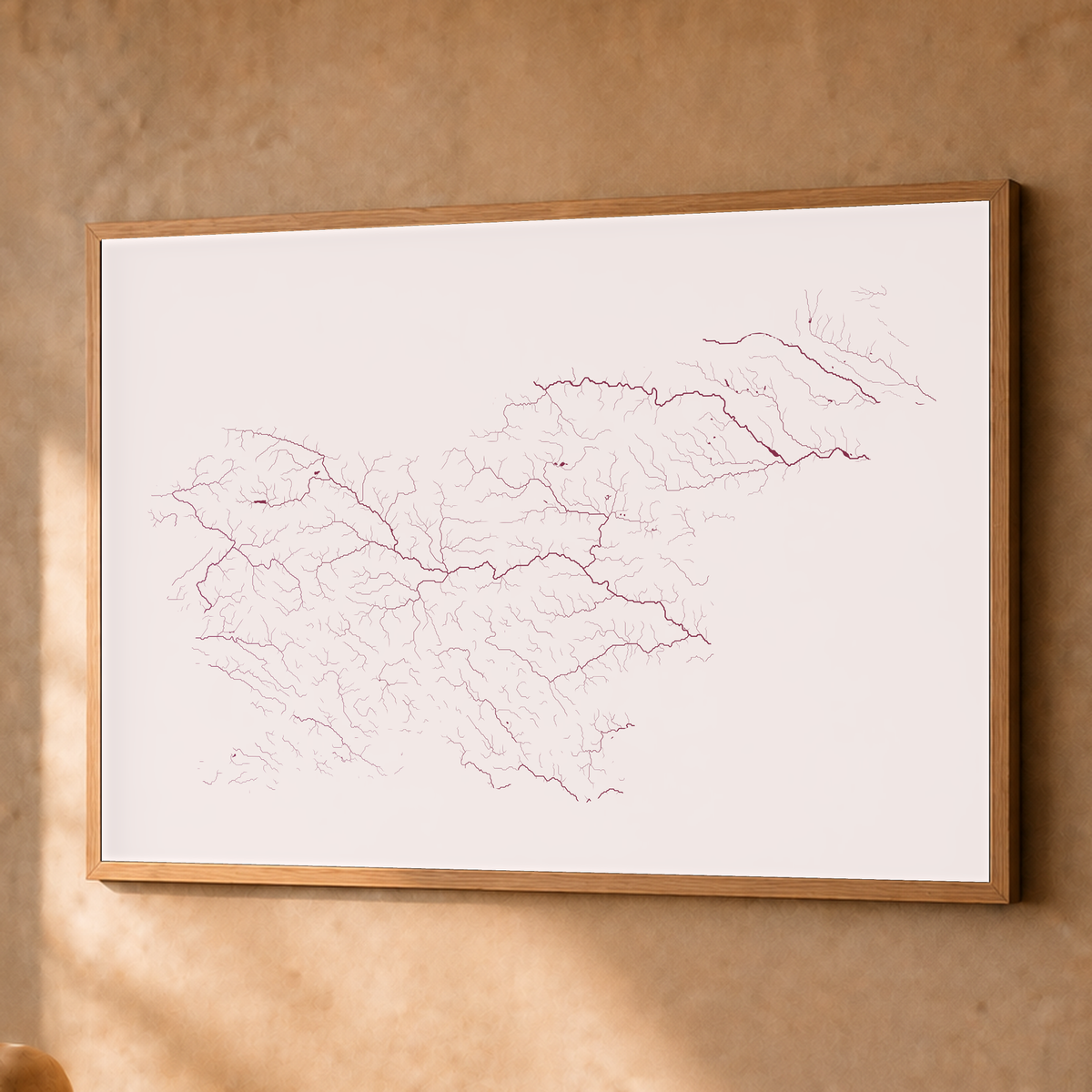 Beautiful Rivers — Eslovénia — Ameixa e rosé, Fine art emoldurado · 60 × 80 cm, Natural · Sem margem