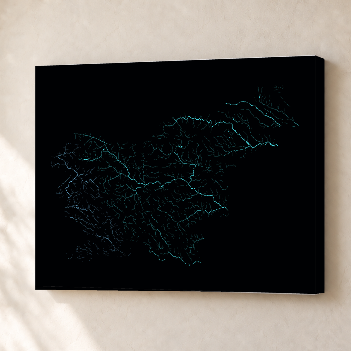 Beautiful Rivers — Eslovénia — Neon hidrográfico, Canvas · 30 × 40 cm, Sem margem
