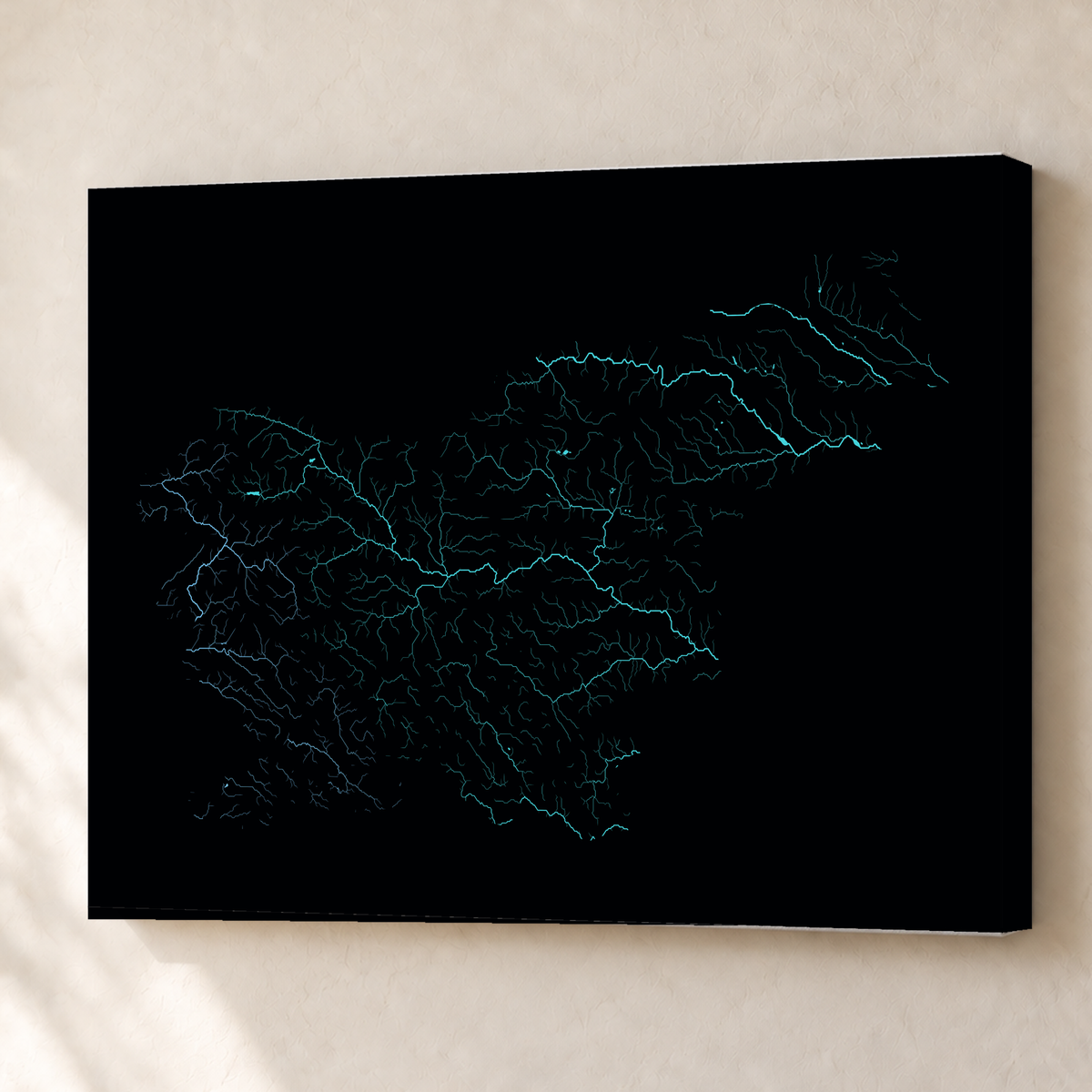 Beautiful Rivers — Eslovénia — Neon hidrográfico, Canvas · 60 × 80 cm, Sem margem