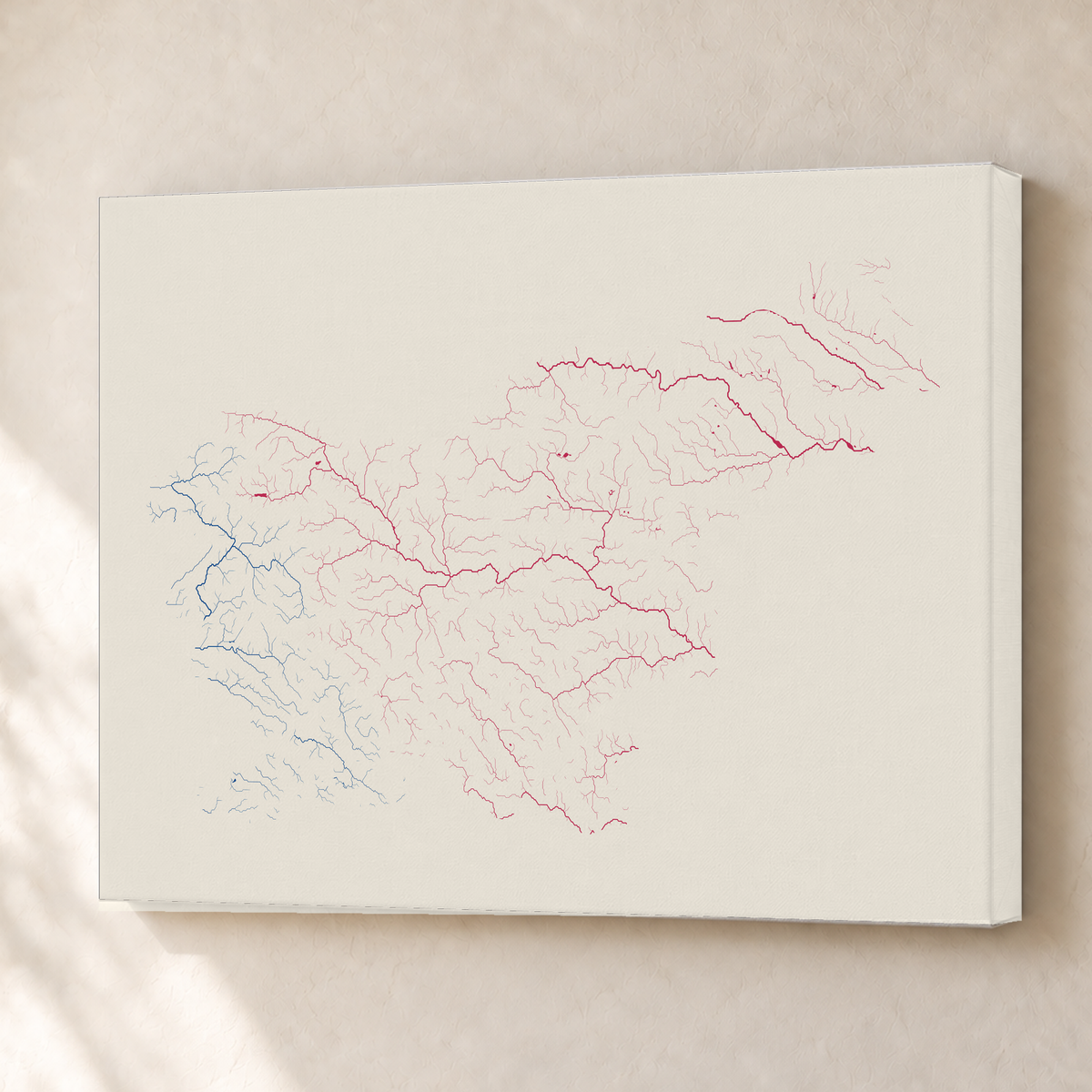 Beautiful Rivers — Eslovénia — Risografia, Canvas · 45 × 60 cm, Sem margem