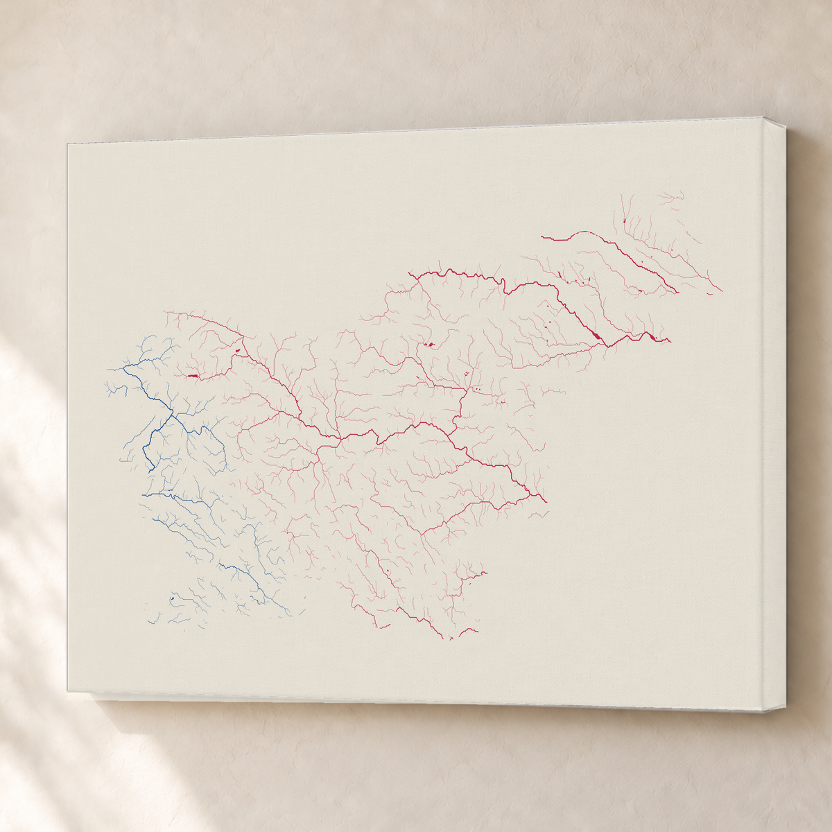 Beautiful Rivers — Eslovénia — Risografia, Canvas · 60 × 80 cm, Sem margem