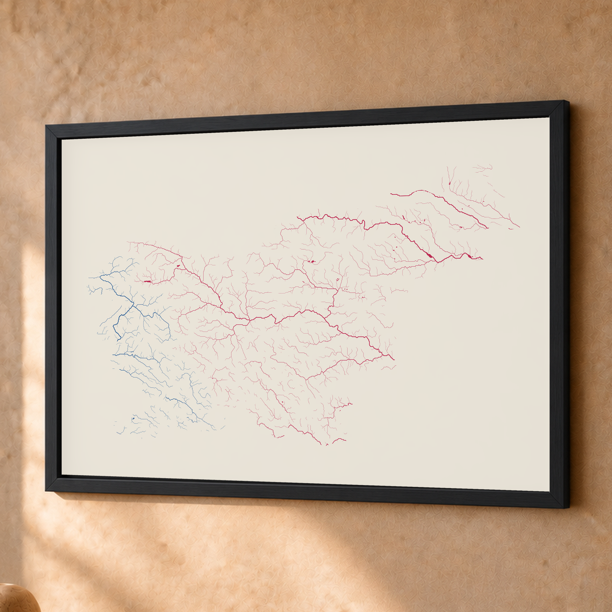 Beautiful Rivers — Eslovénia — Risografia, Fine art emoldurado · 45 × 60 cm, Preto · Sem margem