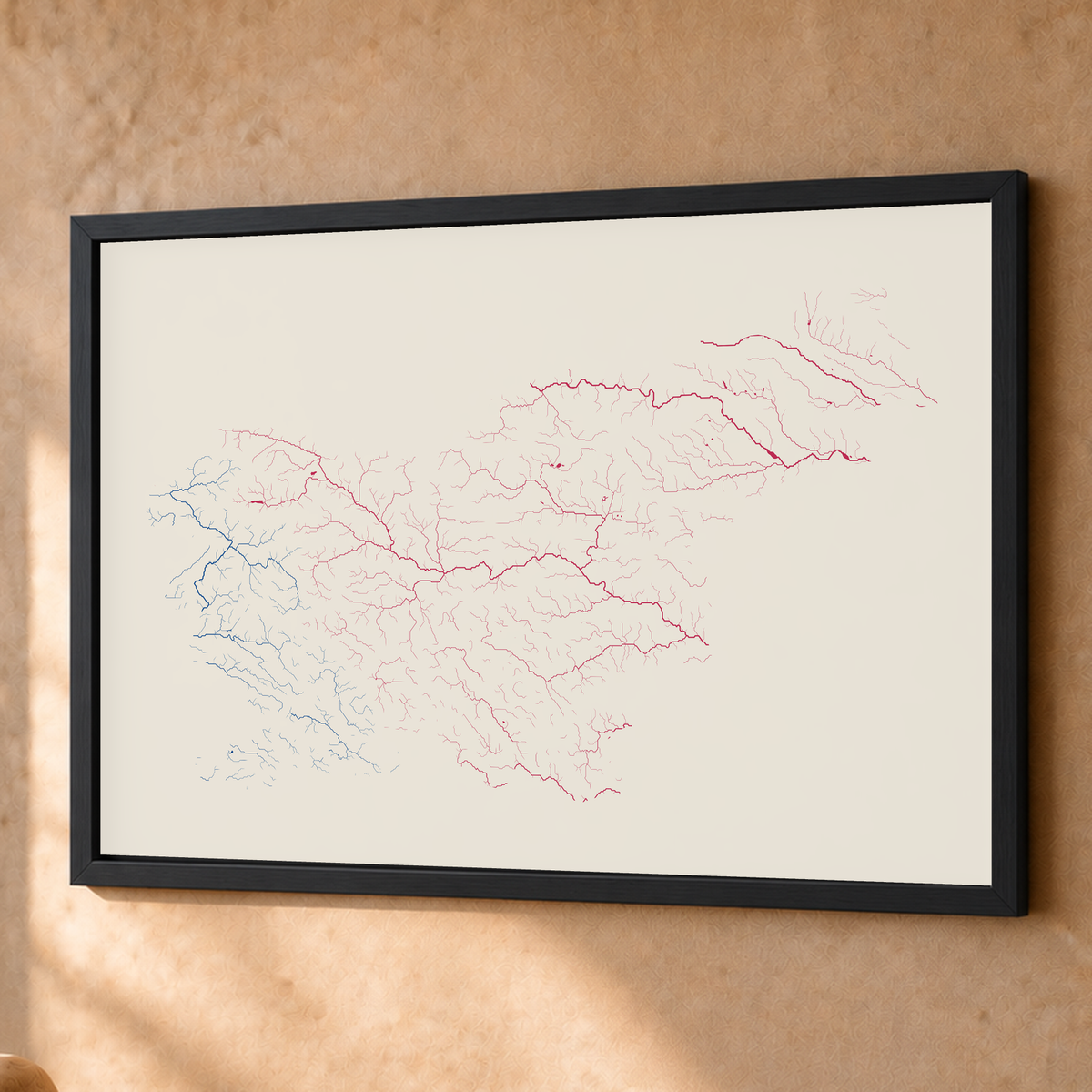 Beautiful Rivers — Eslovénia — Risografia, Fine art emoldurado · 60 × 80 cm, Preto · Sem margem