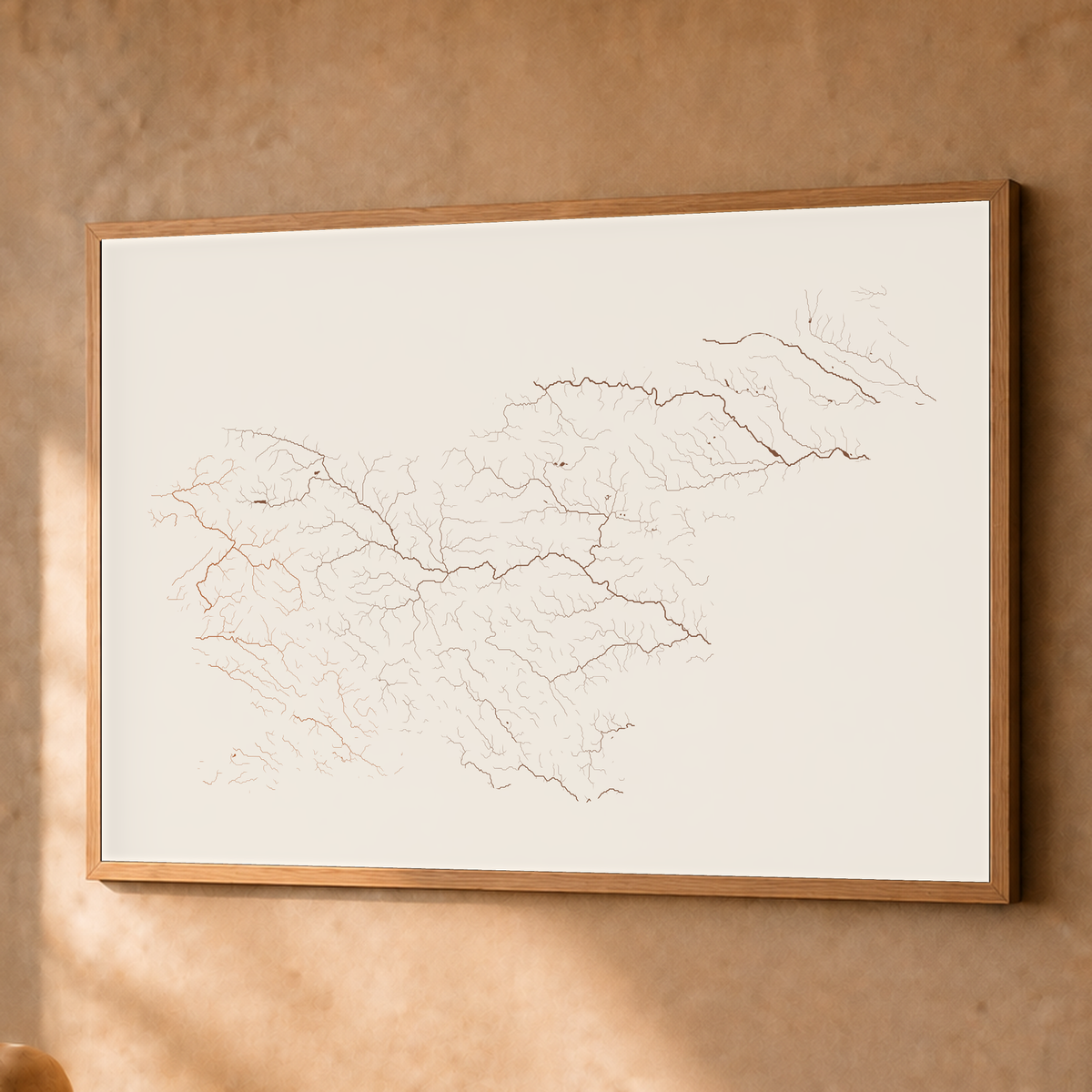 Beautiful Rivers — Eslovénia — Terracota e areia, Fine art emoldurado · 60 × 80 cm, Natural · Sem margem