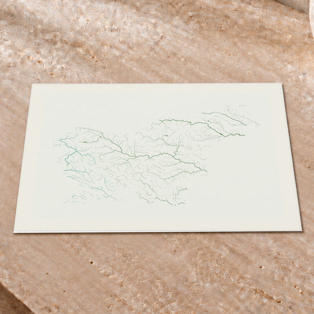 Beautiful Rivers — Eslovénia — Verde jade e porcelana, Impressão fine art · 30 × 40 cm, Margem branca