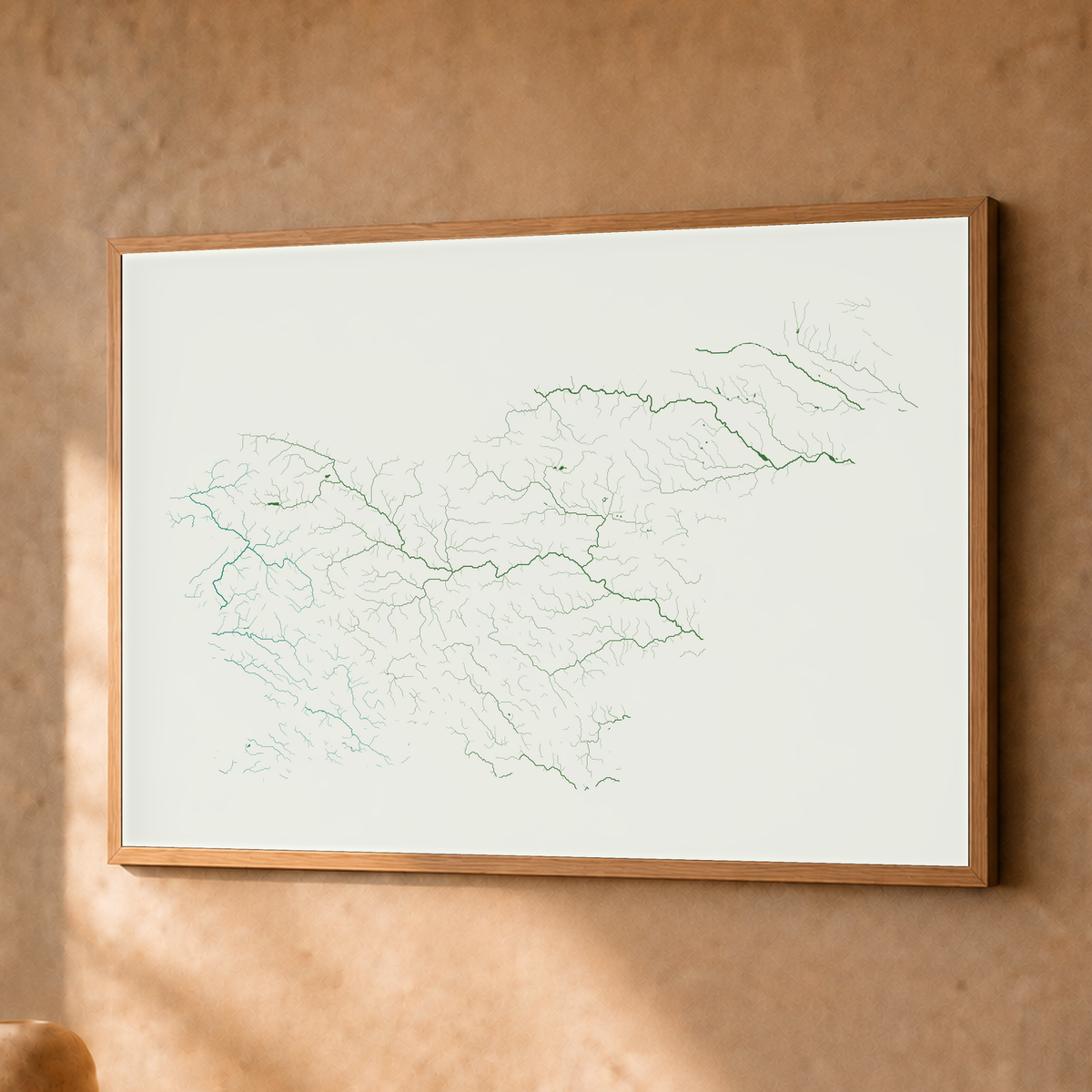 Beautiful Rivers — Eslovénia — Verde jade e porcelana, Fine art emoldurado · 30 × 40 cm, Natural · Sem margem