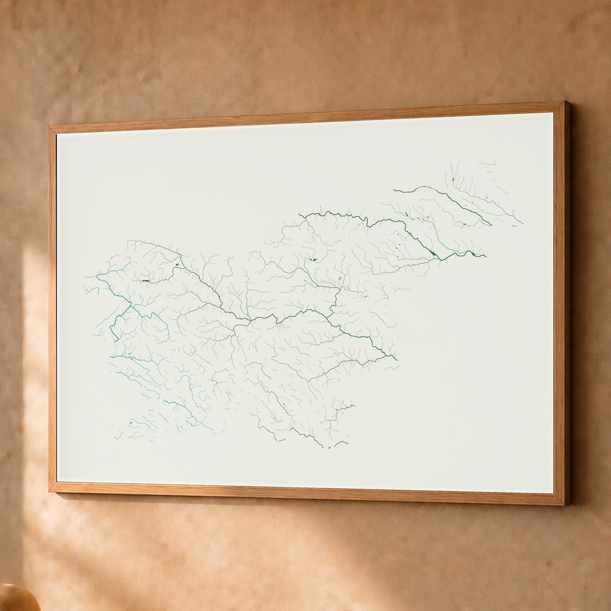 Beautiful Rivers — Eslovénia — Verde jade e porcelana, Fine art emoldurado · 60 × 80 cm, Natural · Sem margem