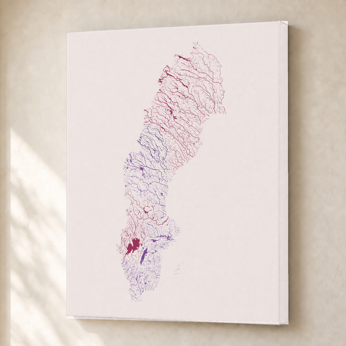 Beautiful Rivers — Suécia — Ameixa e rosé, Canvas · 30 × 40 cm, Sem margem