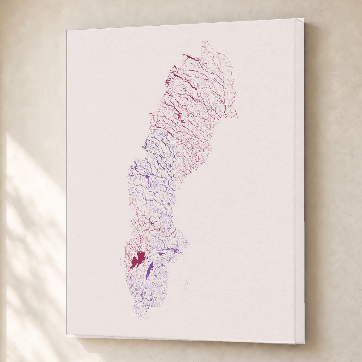 Beautiful Rivers — Suécia — Ameixa e rosé, Canvas · 45 × 60 cm, Sem margem