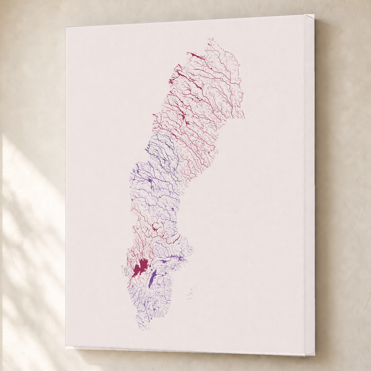 Beautiful Rivers — Suécia — Ameixa e rosé, Canvas · 60 × 80 cm, Sem margem