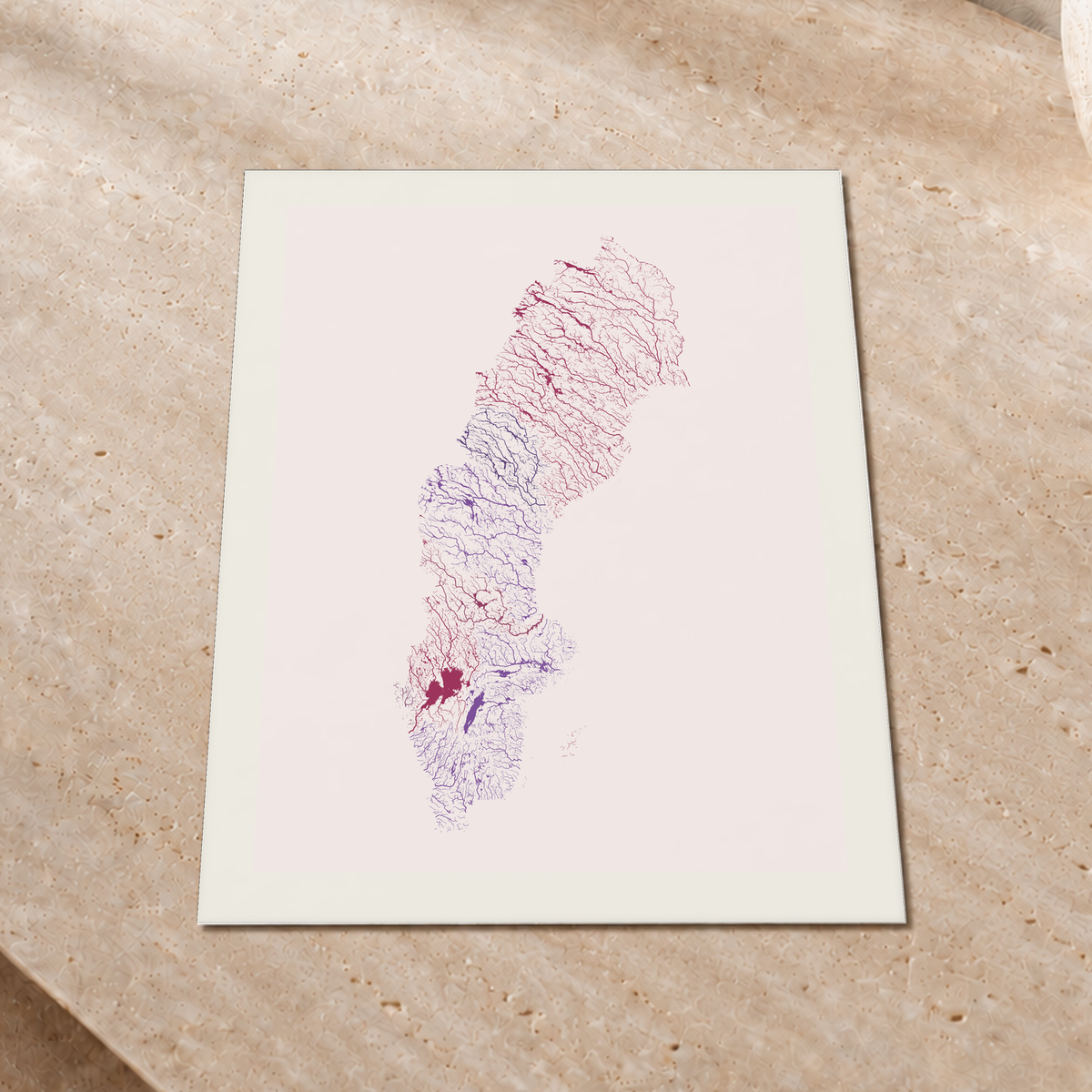 Beautiful Rivers — Suécia — Ameixa e rosé, Impressão fine art · 30 × 40 cm, Margem branca