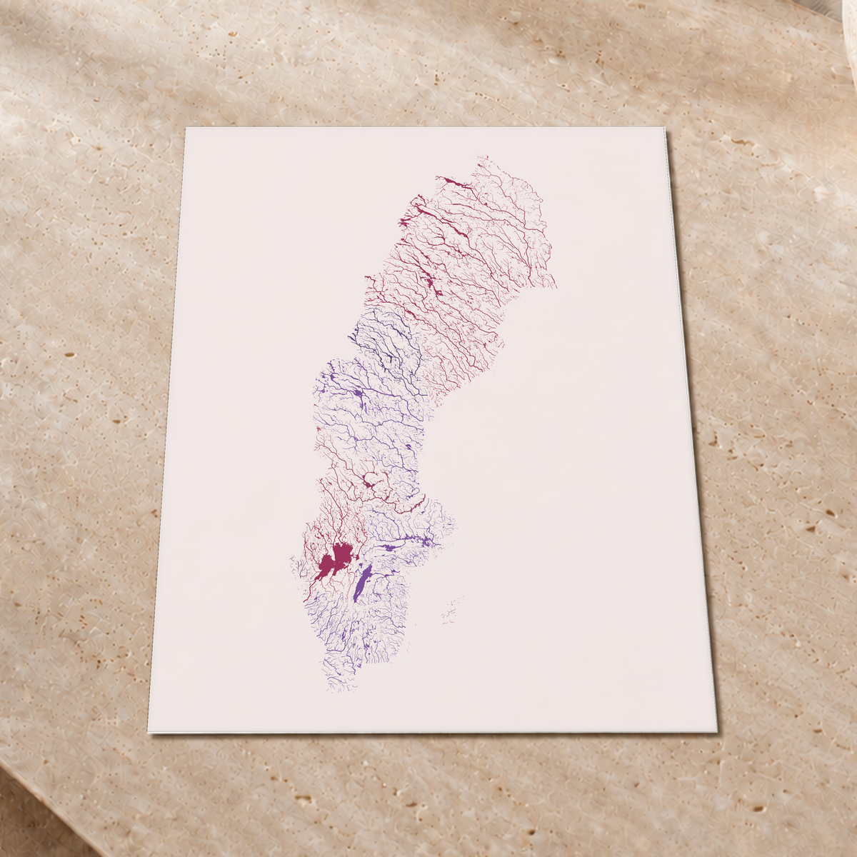 Beautiful Rivers — Suécia — Ameixa e rosé, Impressão fine art · 45 × 60 cm, Sem margem