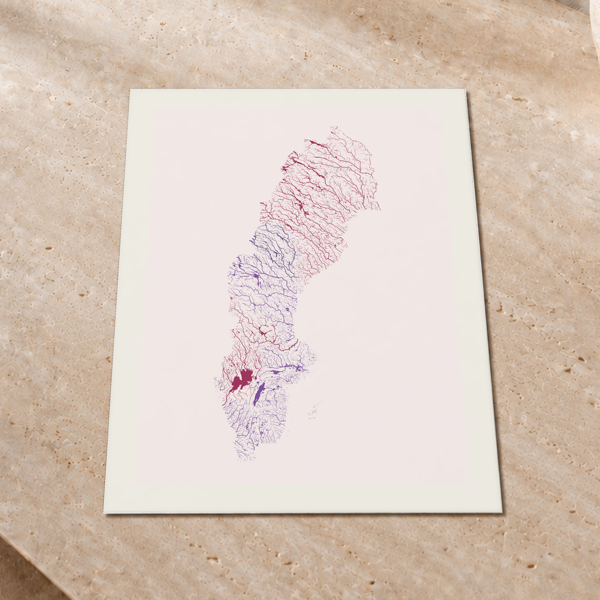 Beautiful Rivers — Suécia — Ameixa e rosé, Impressão fine art · 45 × 60 cm, Margem branca