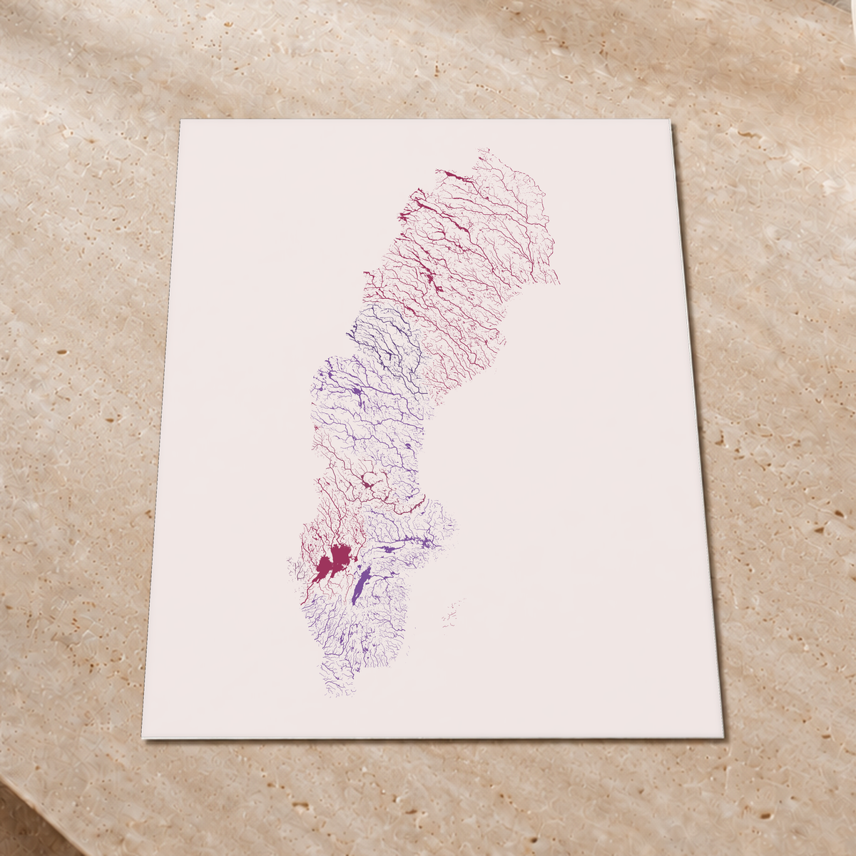 Beautiful Rivers — Suécia — Ameixa e rosé, Impressão fine art · 60 × 80 cm, Sem margem