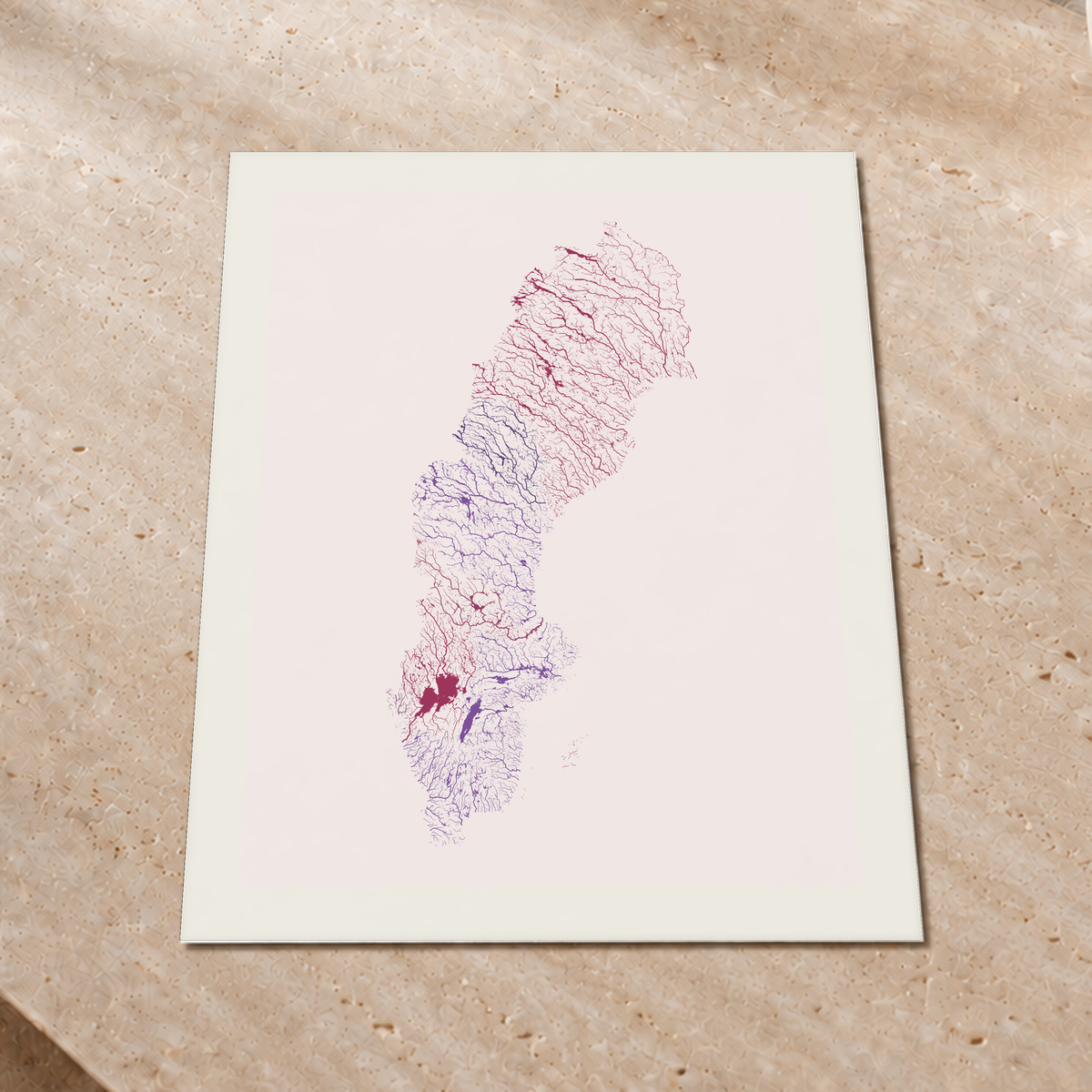Beautiful Rivers — Suécia — Ameixa e rosé, Impressão fine art · 60 × 80 cm, Margem branca