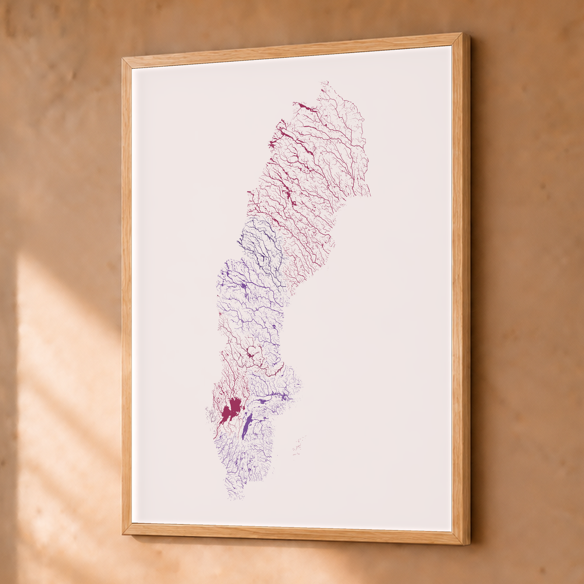 Beautiful Rivers — Suécia — Ameixa e rosé, Fine art emoldurado · 30 × 40 cm, Natural · Sem margem