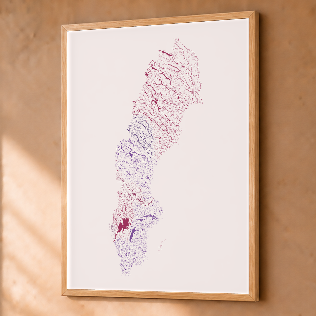 Beautiful Rivers — Suécia — Ameixa e rosé, Fine art emoldurado · 60 × 80 cm, Natural · Sem margem