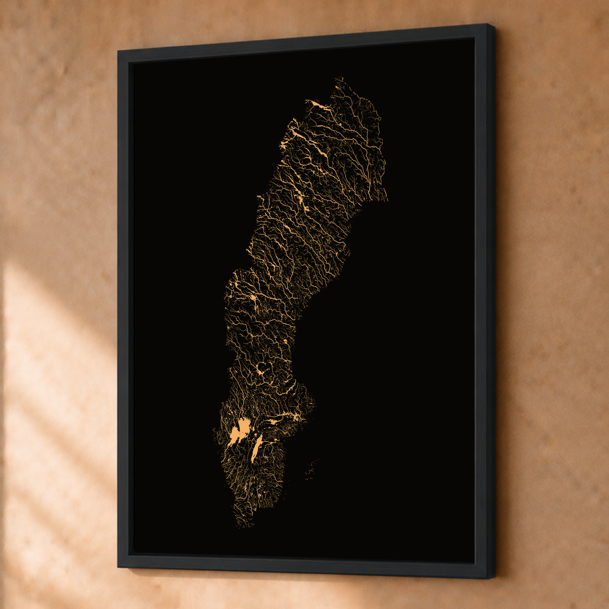 Beautiful Rivers — Suécia — Cobre, Fine art emoldurado · 45 × 60 cm, Preto · Sem margem