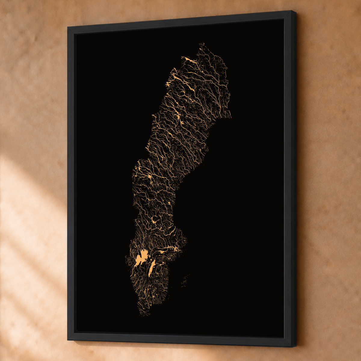 Beautiful Rivers — Suécia — Cobre, Fine art emoldurado · 60 × 80 cm, Preto · Sem margem