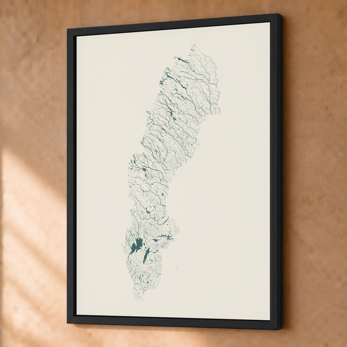 Beautiful Rivers — Suécia — Natural e luminosa, Fine art emoldurado · 45 × 60 cm, Preto · Sem margem