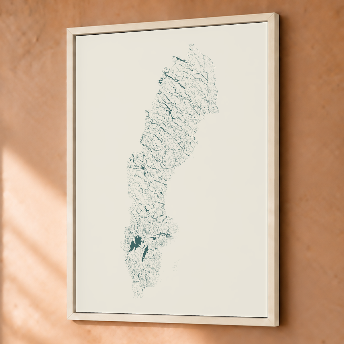 Beautiful Rivers — Suécia — Natural e luminosa, Fine art emoldurado · 45 × 60 cm, Branco · Sem margem