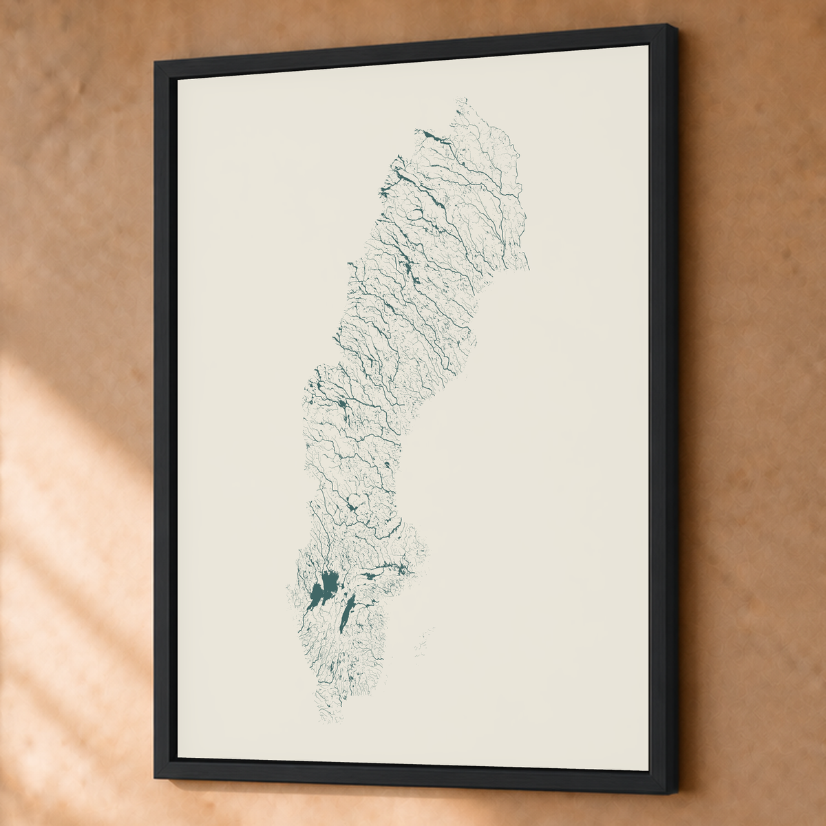 Beautiful Rivers — Suécia — Natural e luminosa, Fine art emoldurado · 60 × 80 cm, Preto · Sem margem