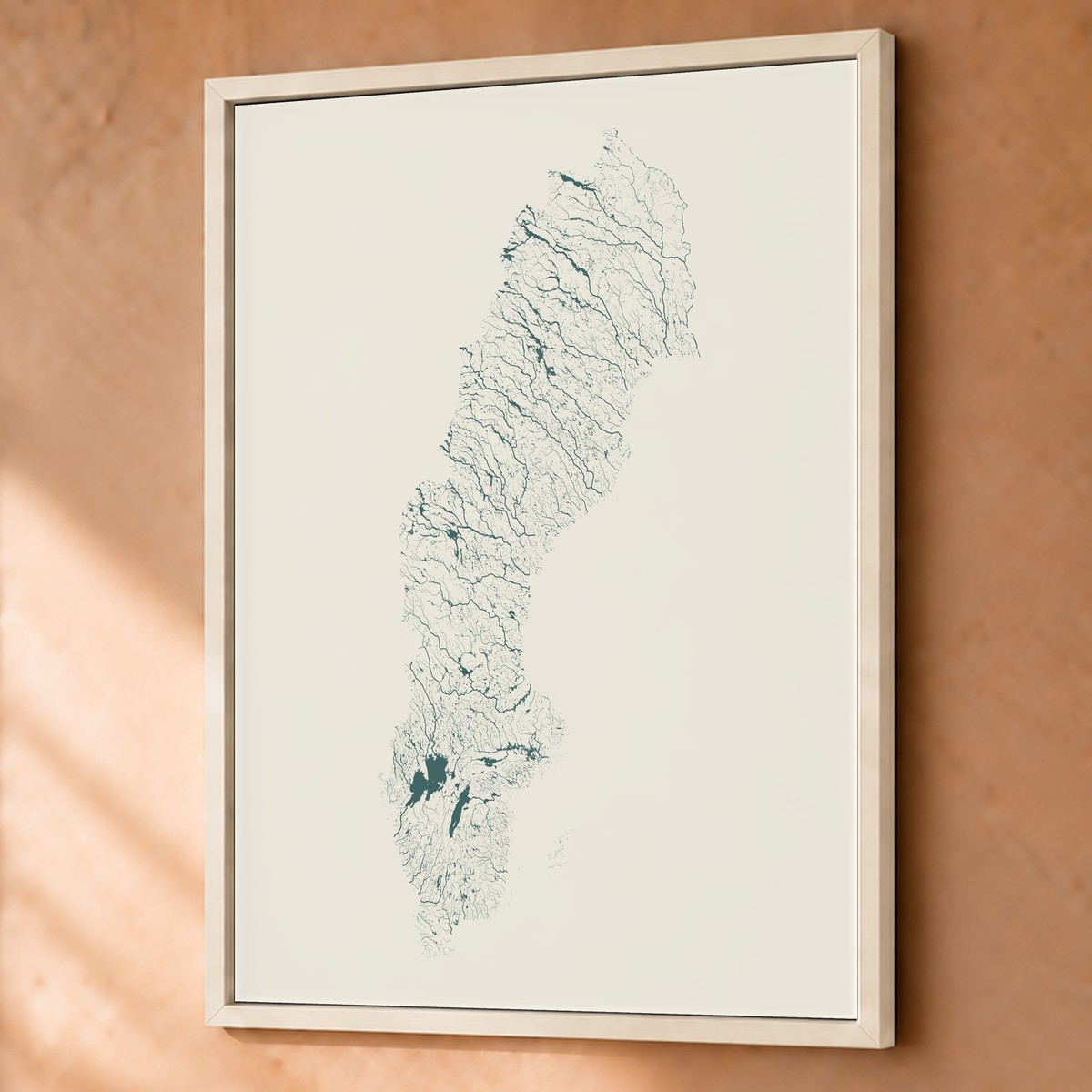 Beautiful Rivers — Suécia — Natural e luminosa, Fine art emoldurado · 60 × 80 cm, Branco · Sem margem