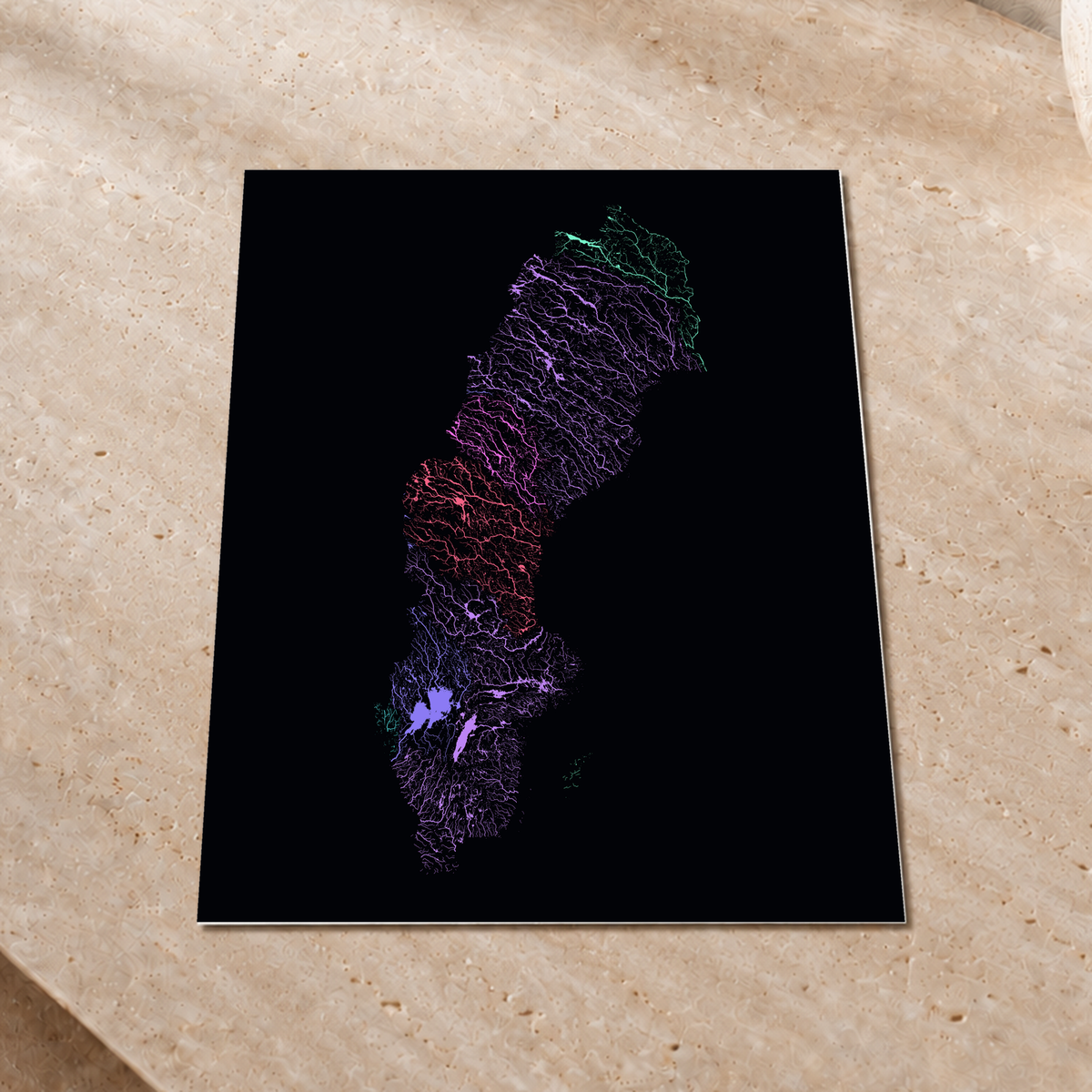 Beautiful Rivers — Suécia — Neon por território, Impressão fine art · 30 × 40 cm, Sem margem