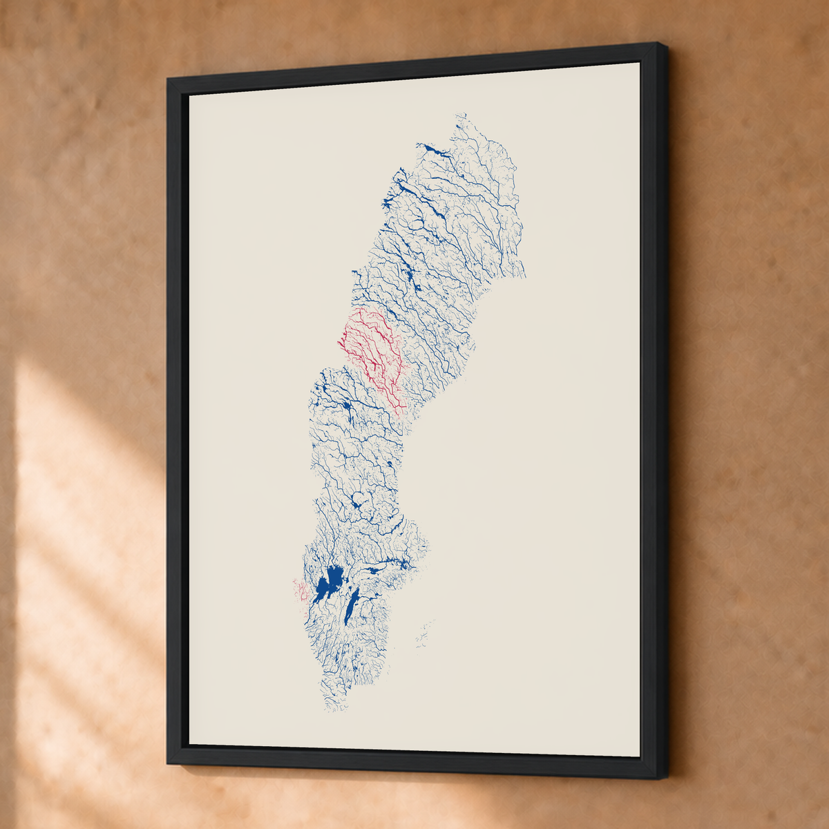 Beautiful Rivers — Suécia — Risografia, Fine art emoldurado · 30 × 40 cm, Preto · Sem margem