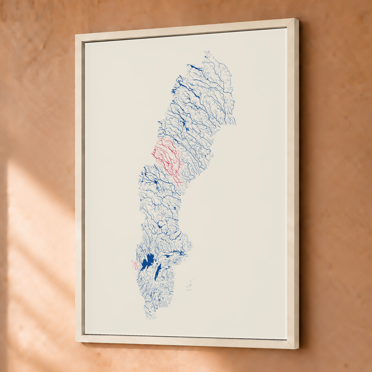 Beautiful Rivers — Suécia — Risografia, Fine art emoldurado · 30 × 40 cm, Branco · Sem margem