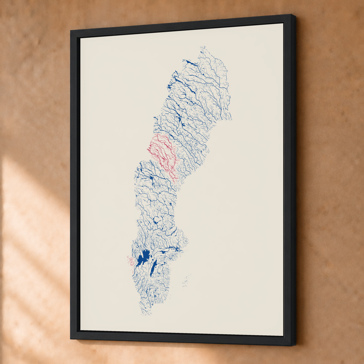 Beautiful Rivers — Suécia — Risografia, Fine art emoldurado · 45 × 60 cm, Preto · Sem margem