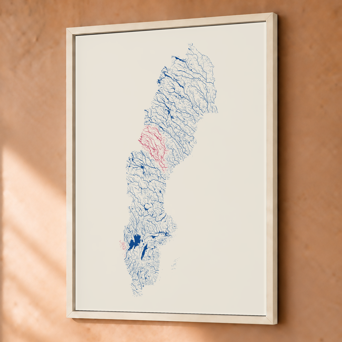 Beautiful Rivers — Suécia — Risografia, Fine art emoldurado · 45 × 60 cm, Branco · Sem margem