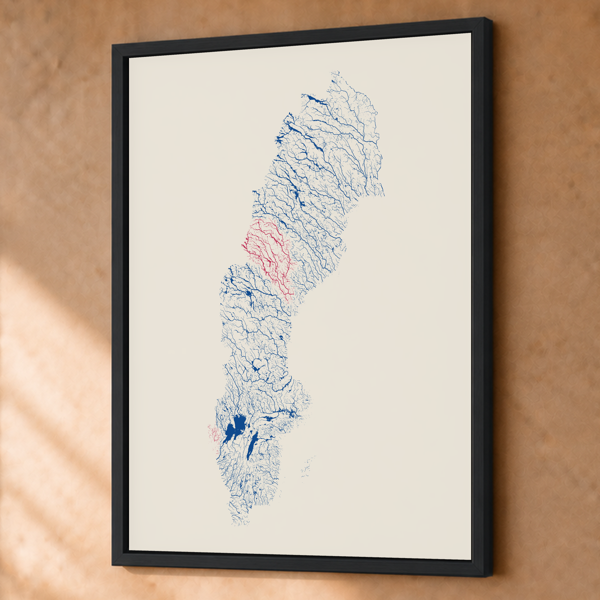 Beautiful Rivers — Suécia — Risografia, Fine art emoldurado · 60 × 80 cm, Preto · Sem margem