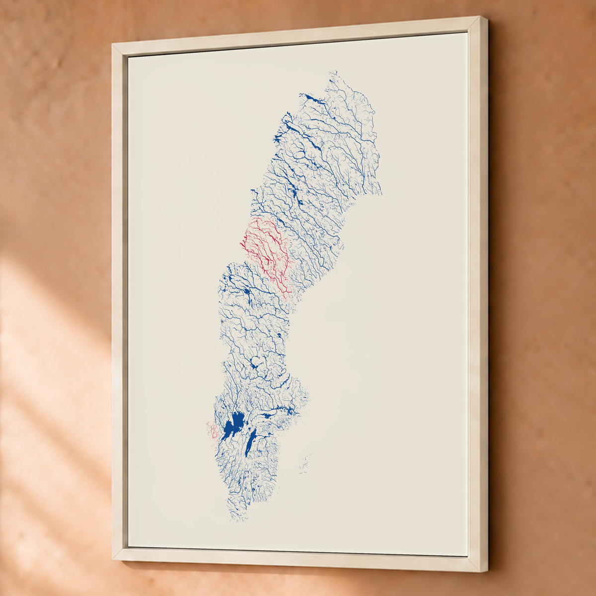 Beautiful Rivers — Suécia — Risografia, Fine art emoldurado · 60 × 80 cm, Branco · Sem margem