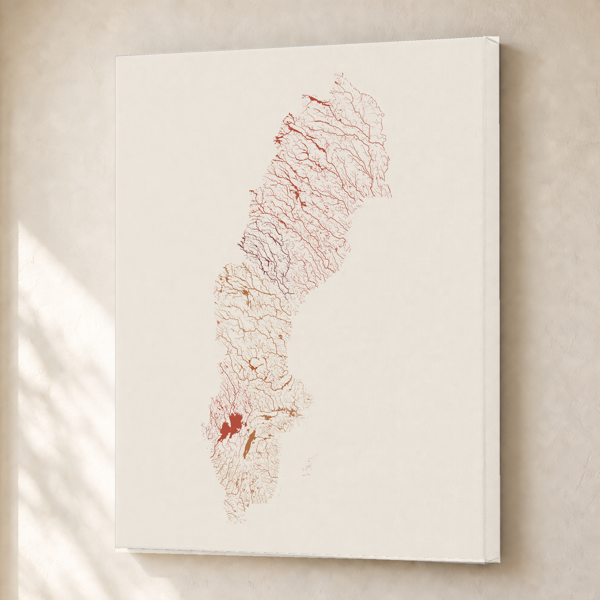 Beautiful Rivers — Suécia — Terracota e areia, Canvas · 30 × 40 cm, Sem margem