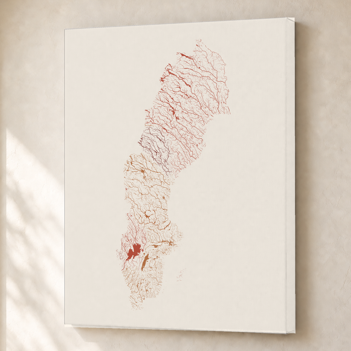Beautiful Rivers — Suécia — Terracota e areia, Canvas · 45 × 60 cm, Sem margem