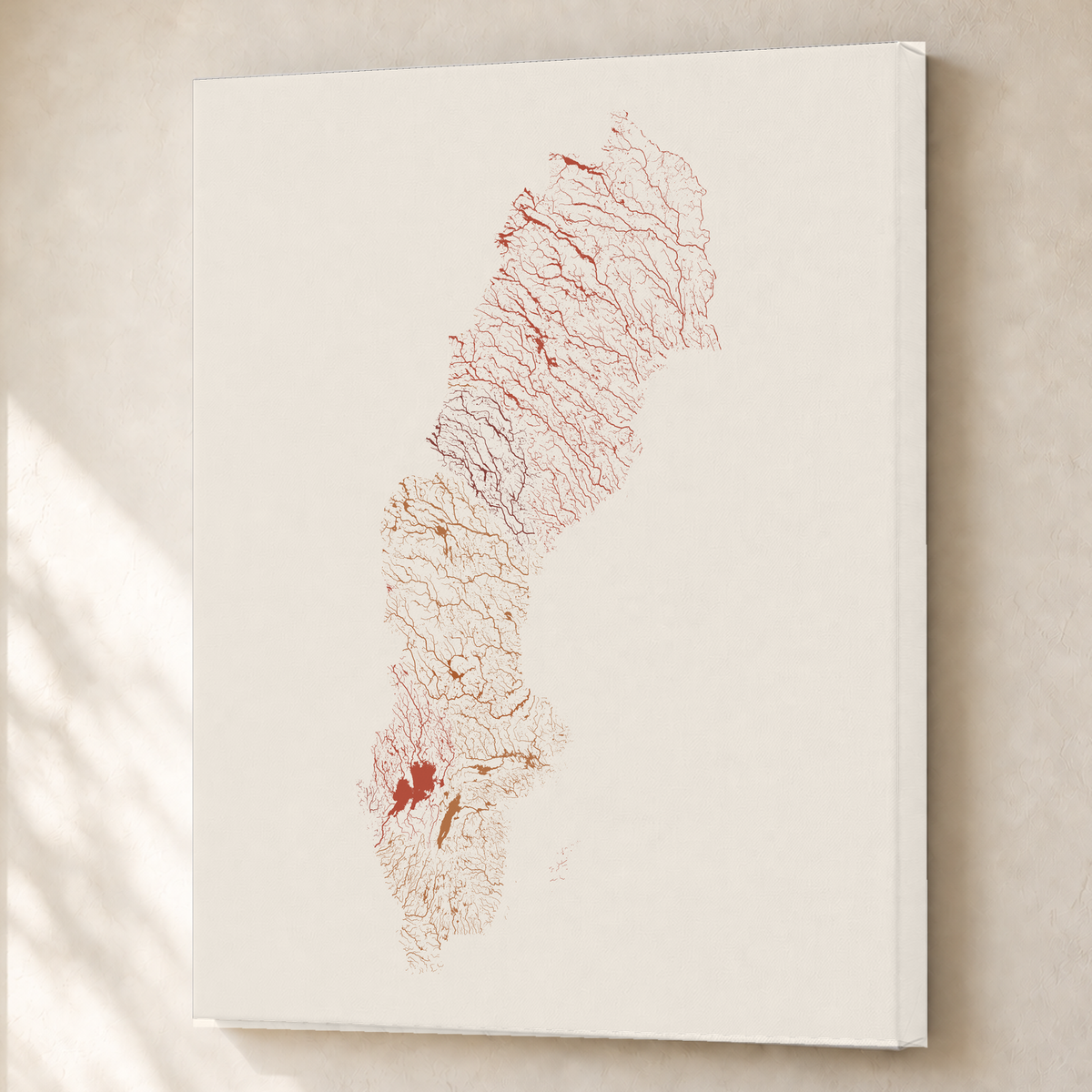 Beautiful Rivers — Suécia — Terracota e areia, Canvas · 60 × 80 cm, Sem margem
