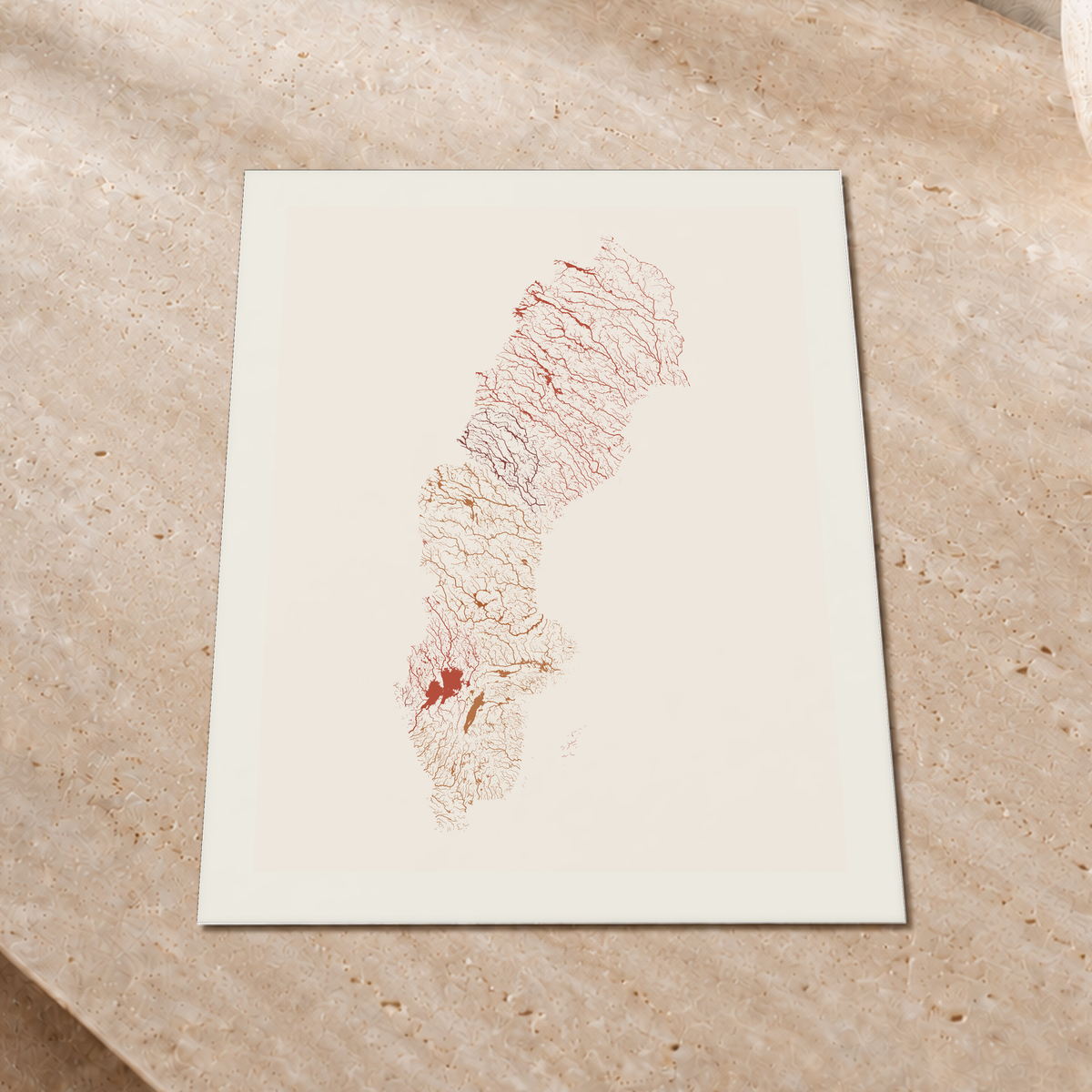 Beautiful Rivers — Suécia — Terracota e areia, Impressão fine art · 30 × 40 cm, Margem branca